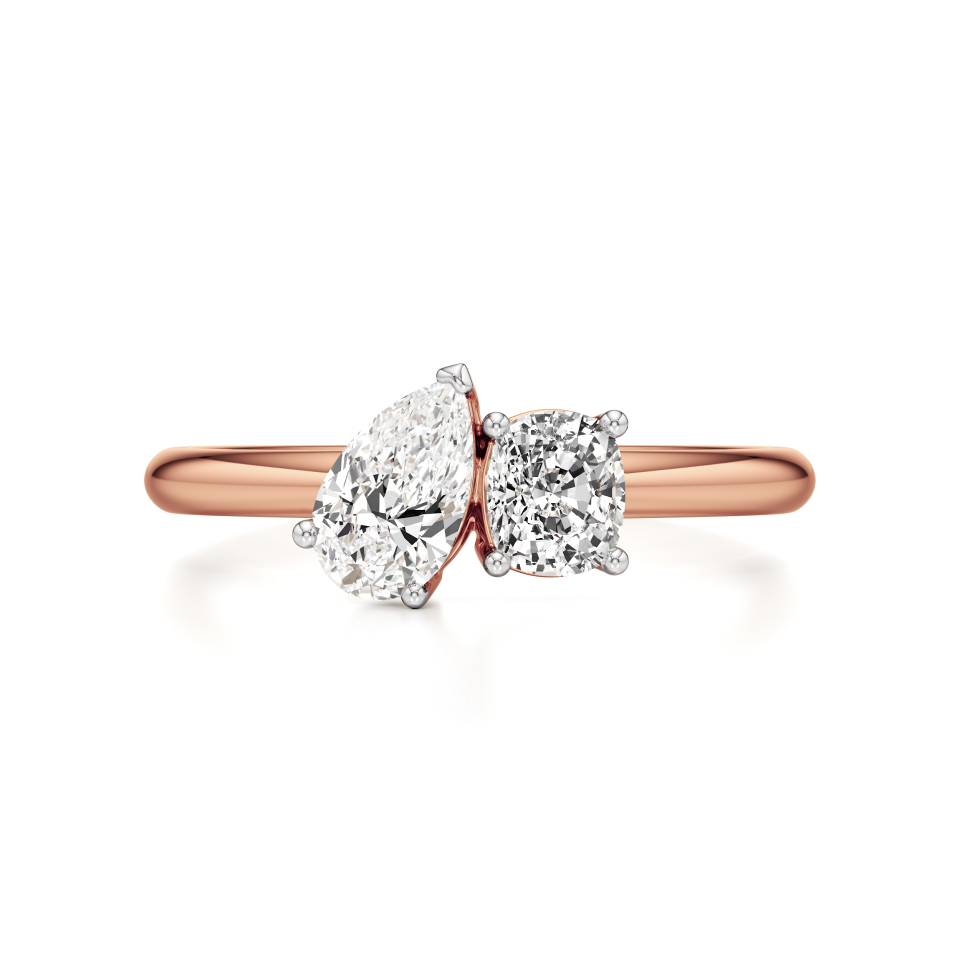 14k Rose Gold Celeste Elegant 2-Stone Toi Et Moi Ring