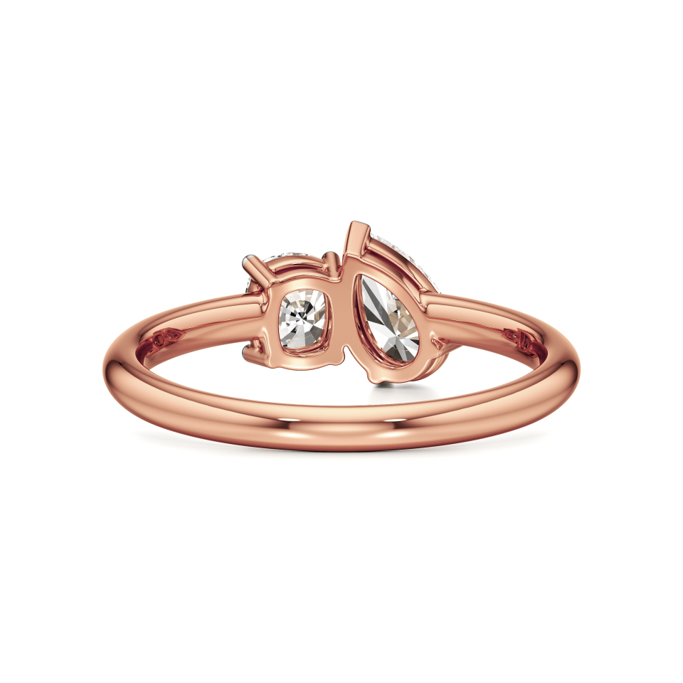 14k Rose Gold Celeste Elegant 2-Stone Toi Et Moi Ring