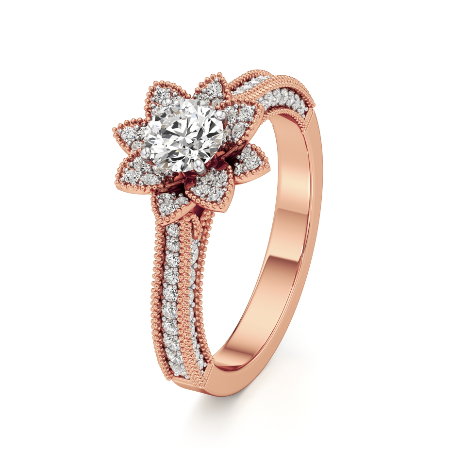 14k Rose Gold Florette Diamond Ring