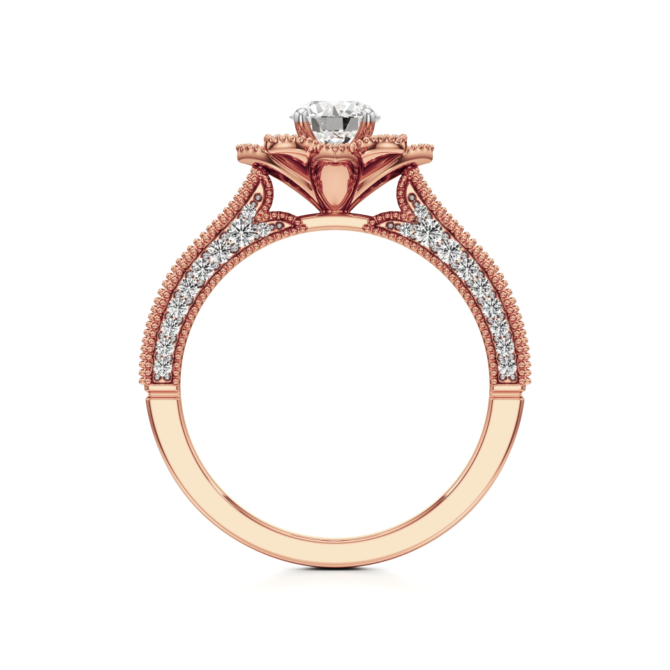14k Rose Gold Florette Diamond Ring