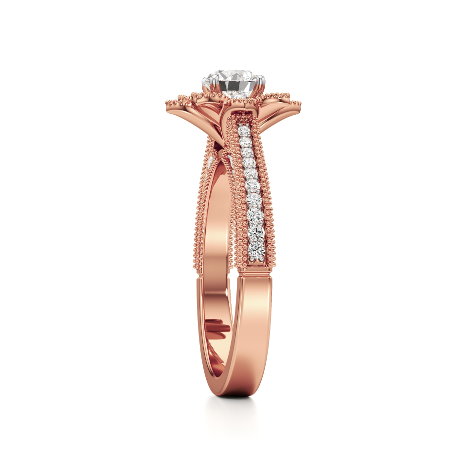 14k Rose Gold Florette Diamond Ring