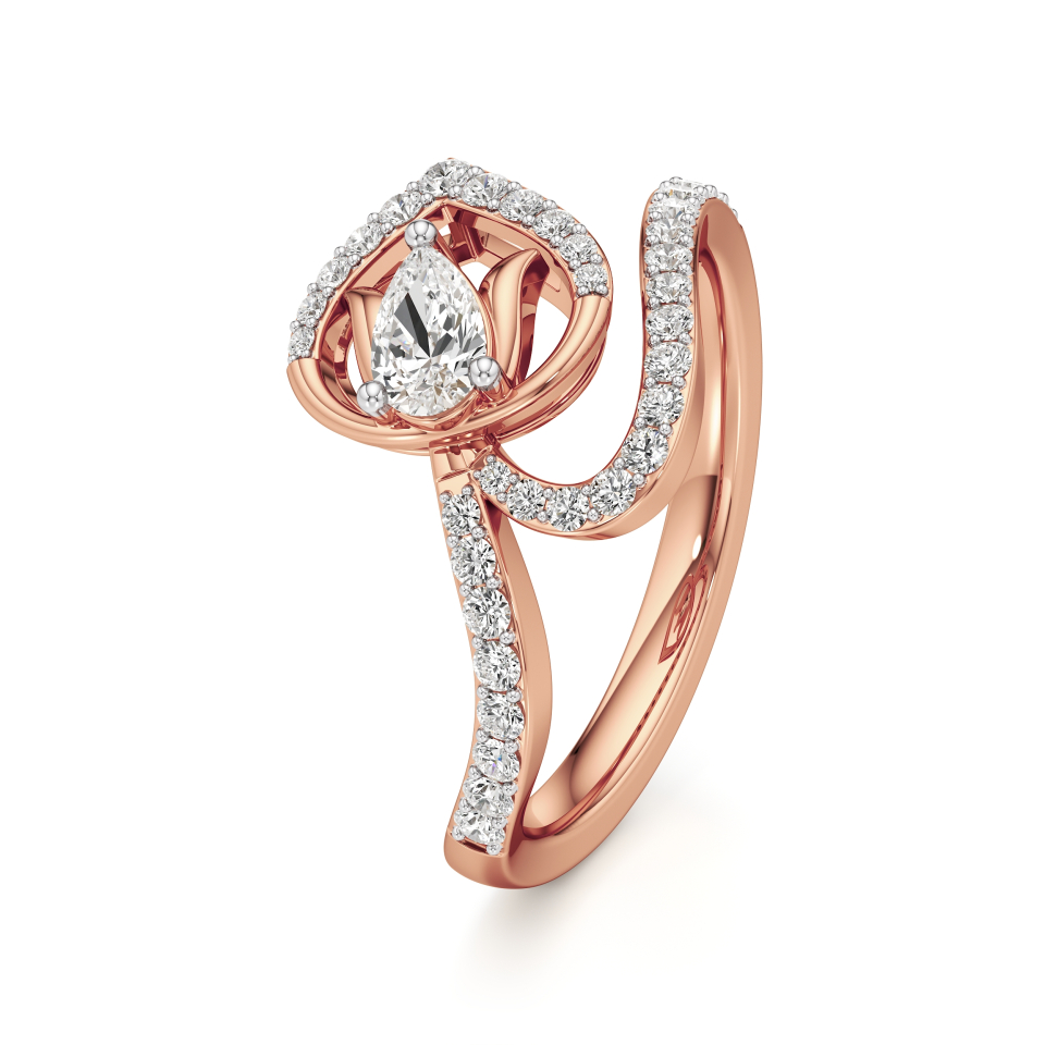 14k Rose Gold Selene Swirl Brilliance Diamond Ring