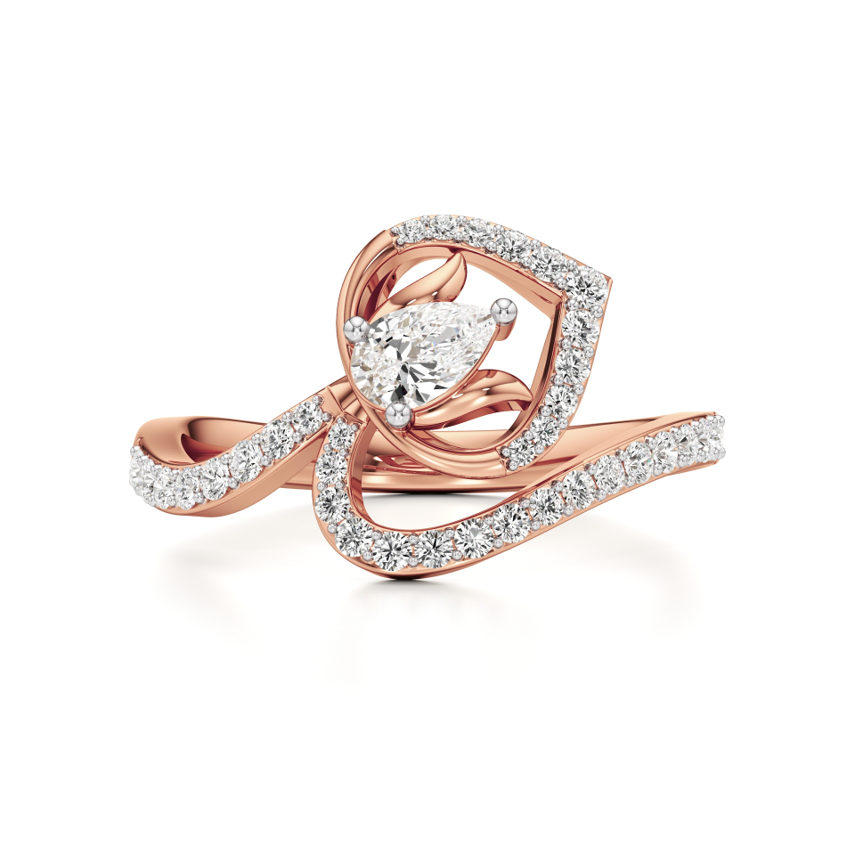14k Rose Gold Selene Swirl Brilliance Diamond Ring