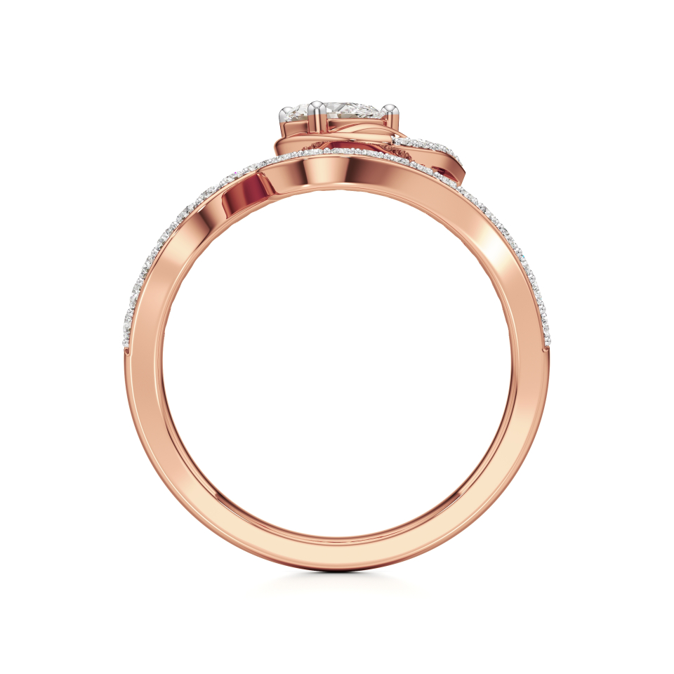 14k Rose Gold Selene Swirl Brilliance Diamond Ring