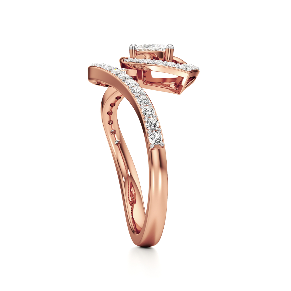 14k Rose Gold Selene Swirl Brilliance Diamond Ring