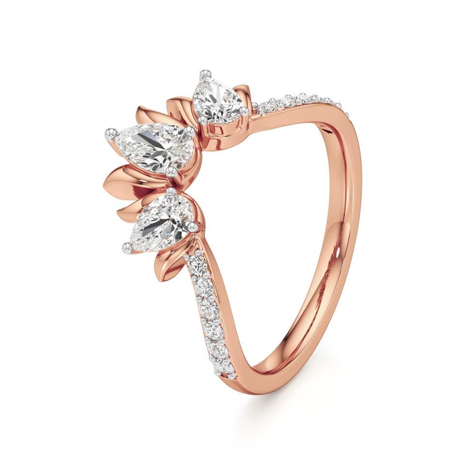 14k Rose Gold Aveline Bloom Petals Diamond Ring
